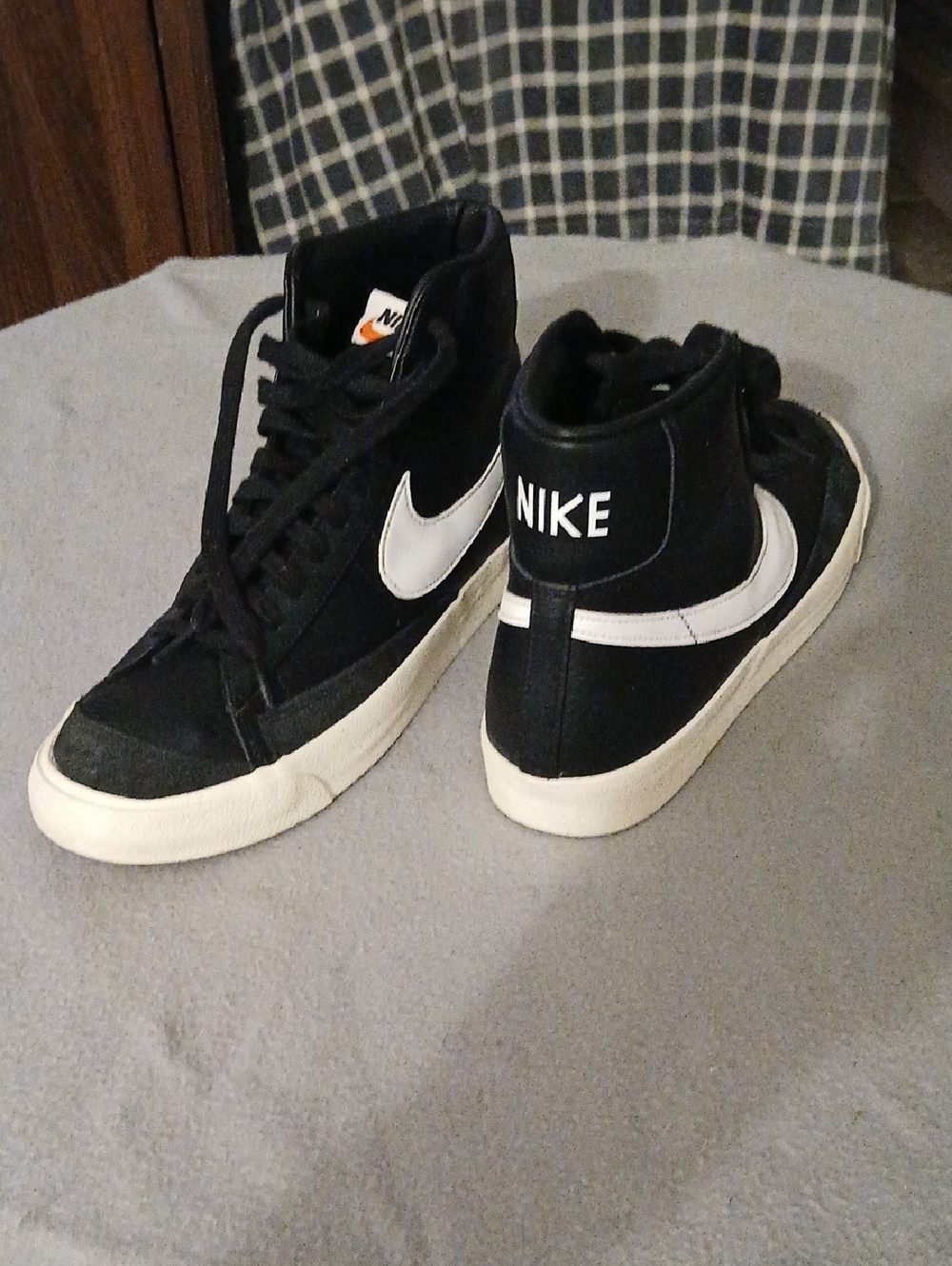 Nike Black and White High-Top Sneakers with Orange Swoosh - Picture 6 of 16